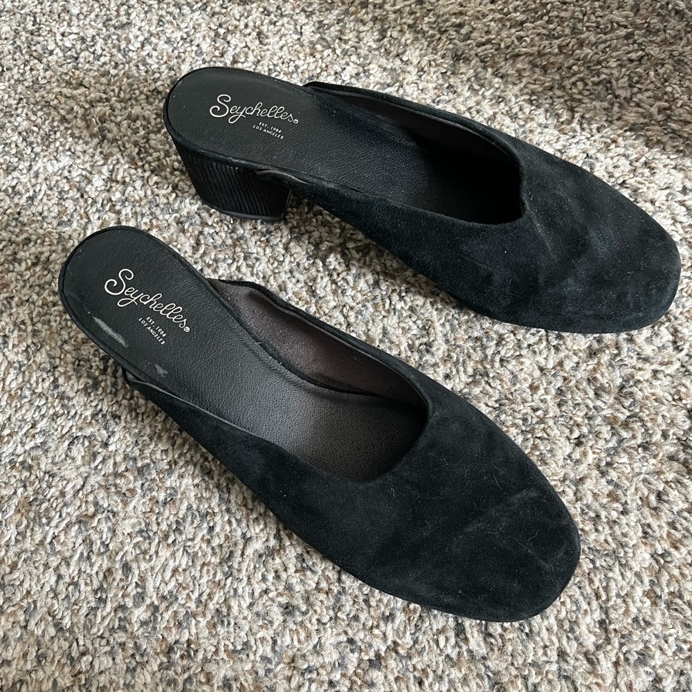 Seychelles Black Suede Mules